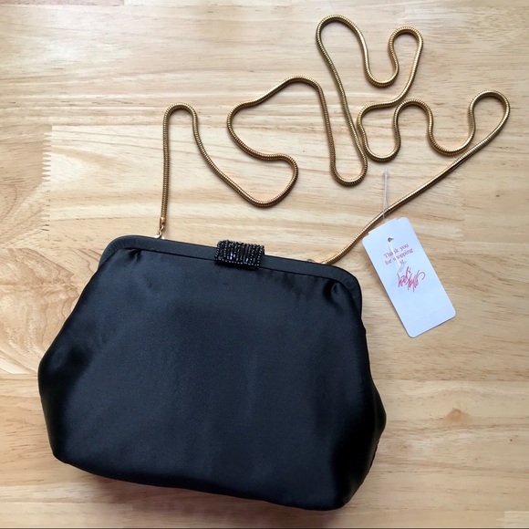 La Regale Black Satin Beaded Mini Evening Bag - Picture 7 of 13